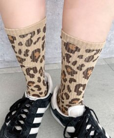 WEGO レオパード柄リブソックス