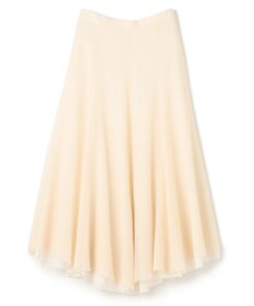 BEIGE， PINE / ウールレイヤードフレアスカート