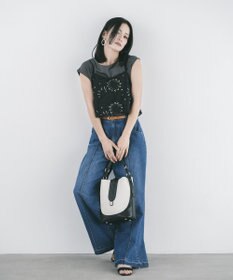 YECCA VECCA 【2点SET】刺繍メッシュキャミセットコットンTee