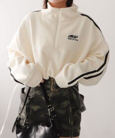 WEGO ハーフジップフリースショートプルオーバー