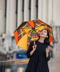 +RING 【UPF50＋】【限定/日本製】晴雨兼用傘（長ショート）YEL-CHK SR430