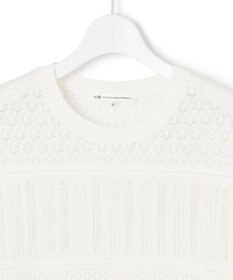 23区 L 【洗える】リネンコットンドライ 透かし編み ニット