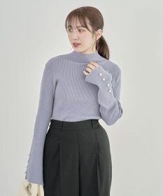 Green Parks ・ｓｗｉｎｇ　ｂｙ　袖パールボタンハイネックニット