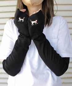 ORuKuBET 【WOMEN】 おさんぽねこ刺繍UVグローブ / UVカット / 猫グッズ