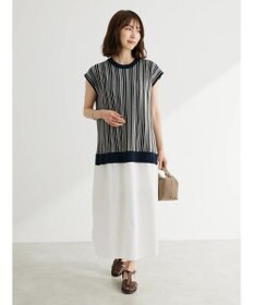 Green Parks ストライプ柄ニットドッキングワンピース