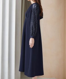 Tiaclasse L ドット柄コンビバックリボンタックワンピース