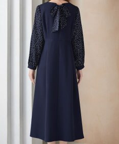 Tiaclasse L ドット柄コンビバックリボンタックワンピース