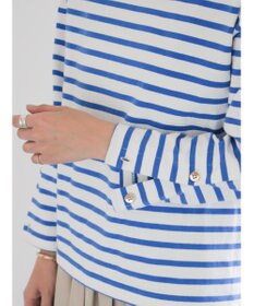 Te chichi ショルダー釦ボーダーカットソー