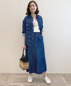 自由区 L 【セット可/洗える】テンセルデニム ロングスカート