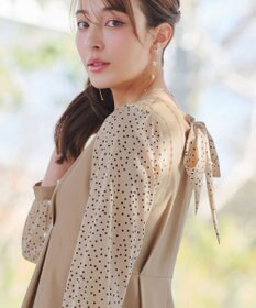 Tiaclasse L ドット柄コンビバックリボンタックワンピース