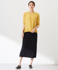 J.PRESS LADIES L 【洗える】COTTON LINEN Vネック ニット