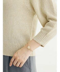 Green Parks ラメ５分袖コンパクトニットプルオーバー