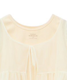 earth music&ecology ＳＥＴ２点チュールバルーンブラウス＋ロゴタンク