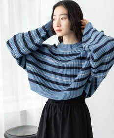 WEGO ボーダーショートニットプルオーバー