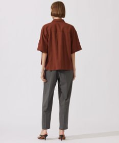 ICB 【洗える】T/Rドライリネン クロップドシャツ