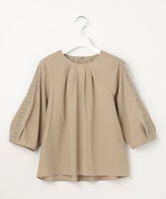 自由区 S 【洗える】エンブロイダリーブロードプルオーバー ブラウス