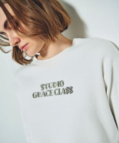 GRACE CONTINENTAL ロゴビジューニットトップ