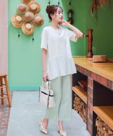 Tiaclasse 【日本製・洗える】麻調ワイドパンツ