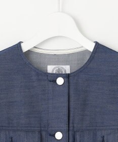 J.PRESS LADIES 【洗える】セルロースシャンブレー ノーカラー デニム ジャケット
