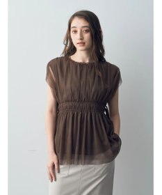 YECCA VECCA チュールギャザーブラウス