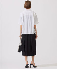 ICB 【洗える】T/Rドライリネン クロップドシャツ