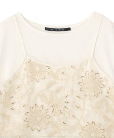 YECCA VECCA 【2点SET】刺繍メッシュキャミセットコットンTee