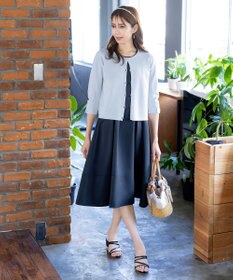 Tiaclasse L 【洗える】ミラノリブ編みが大人上品なリボンニットカーディガン