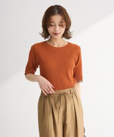 Green Parks 袖レイヤー５分袖ニットプルオーバー