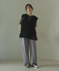 Green Parks 袖レイヤー５分袖ニットプルオーバー