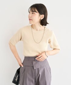 Green Parks 袖レイヤー５分袖ニットプルオーバー