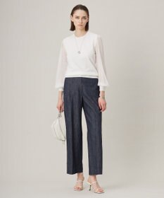 ICB L 【洗える】クロスコンビ シアースリーブニット