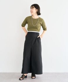 Green Parks 袖レイヤー５分袖ニットプルオーバー