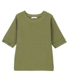 Green Parks 袖レイヤー５分袖ニットプルオーバー