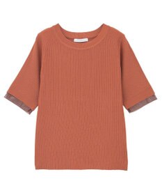 Green Parks 袖レイヤー５分袖ニットプルオーバー