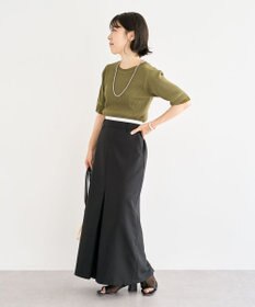 Green Parks 袖レイヤー５分袖ニットプルオーバー