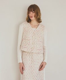 GRACE CONTINENTAL ツイードチェックジレ