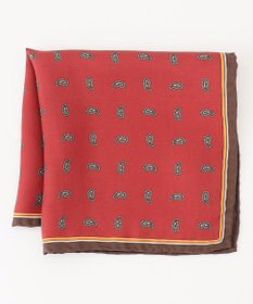 J.PRESS MEN ペイズリー柄シルクチーフ ワイン系5