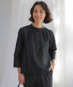 J.PRESS LADIES レースジャージー バンドカラー カットソー ネイビー系