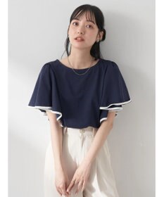 earth music&ecology パイピングフレアスリーブカットソー