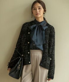 組曲 L 【WEB限定】スノーネップツイード ニットジャケット