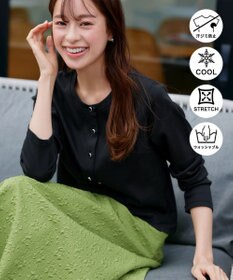 Tiaclasse 【小倉優子さん着用・洗える・接触冷感・汗ジミ防止】“サマさまカットソー”フレームボタンカーディガン