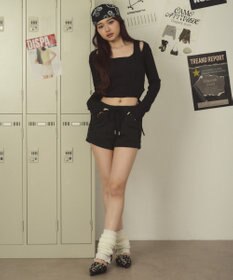WEGO リボンヘムオープンショルロンT