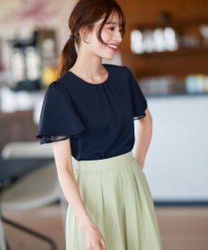 Tiaclasse 【洗える】袖レースレイヤードブラウス