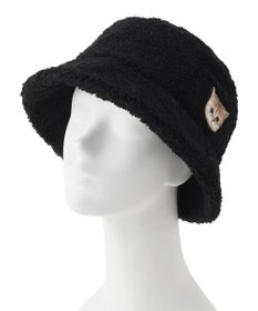 MOONBAT PAUL & JOE ACCESSOIRES 【サイズ調整可】バケットハット ボア ねこ刺繍ワッペン ヌネットモチーフ