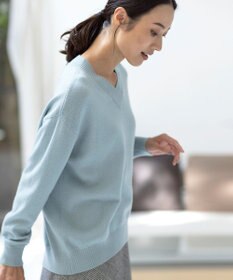 J.PRESS LADIES L 【洗える】CASHMERE BLEND Vネック ニット