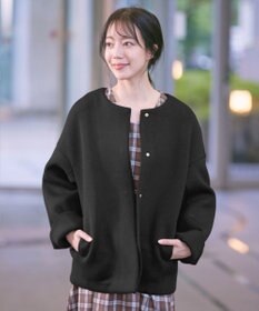 Tiaclasse ダイバー素材ノーカラージャケット