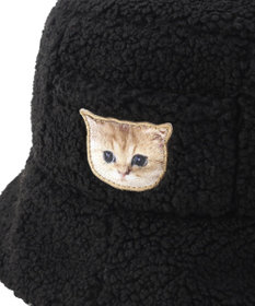 MOONBAT PAUL & JOE ACCESSOIRES 【サイズ調整可】バケットハット ボア ねこ刺繍ワッペン ヌネットモチーフ