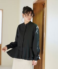 #Newans 【シワになりにくい/洗濯機可能】ダブルフリルヘムシャツ