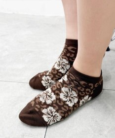 WEGO ハイビスカス柄ショートソックス