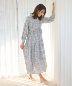 Feroux 【洗える】フラワープリントドロスト ワンピース